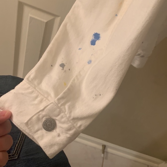 J Brand denimist White paint splatter AGNES TRUCKER Jacket-NWT-Hard to find - Picture 7 of 12